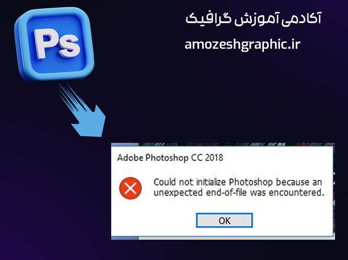 ارور could not initialize Photoshop because an unexpected end-of-file error was encountered در فتوشاپ