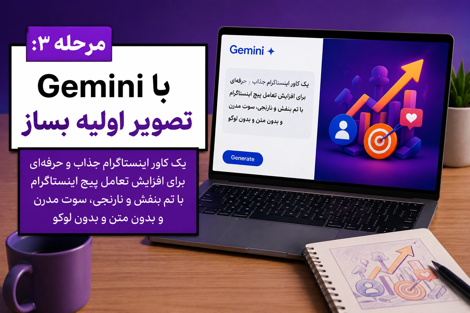 ساخت کاور اینستاگرام با ChatGPT و Gemini؛ آموزش قدمبهقدم از ایده تا خروجی نهایی 4 با Gemini تصویر اولیه بساز