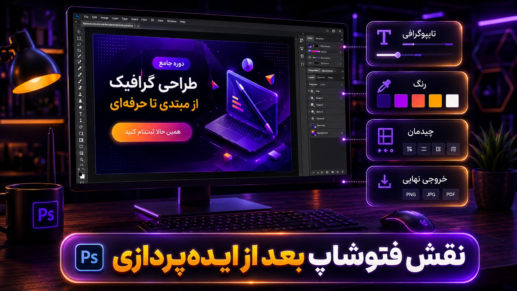 ویرایش و تکمیل بنر تبلیغاتی در فتوشاپ بعد از ایده&zwnj;پردازی